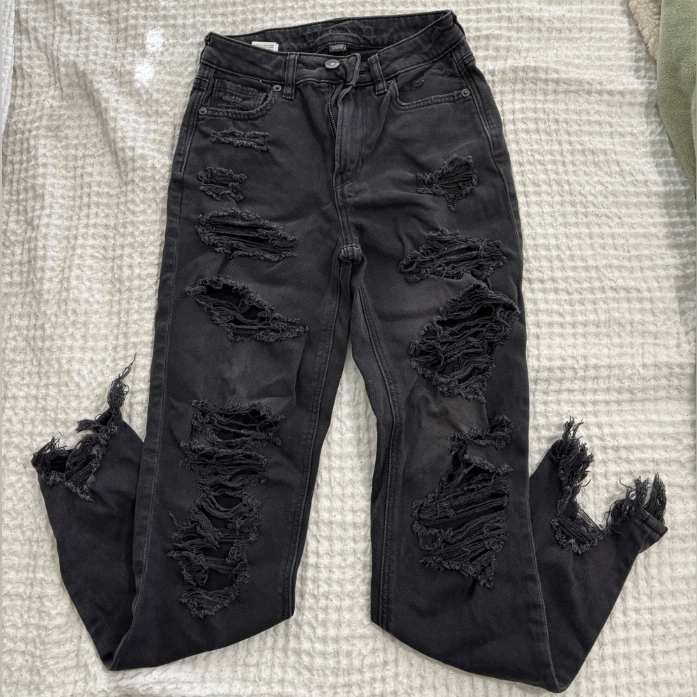 American Eagle Outfitters Black Distressed Skinny Jeans
